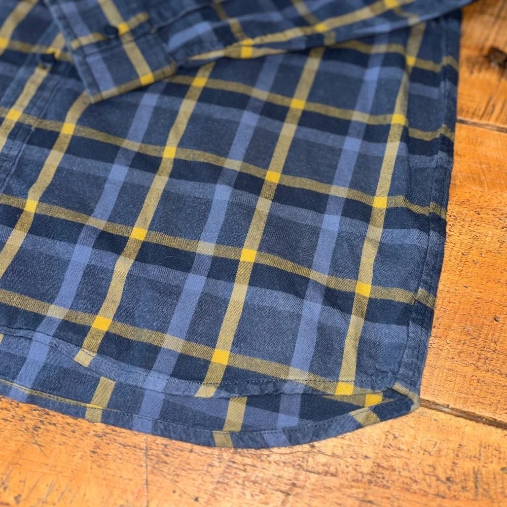 REI Co-Op Mens Blue Yellow Plaid Flannel Long Sleeve Button Down Shirt Large - Picture 3 of 7